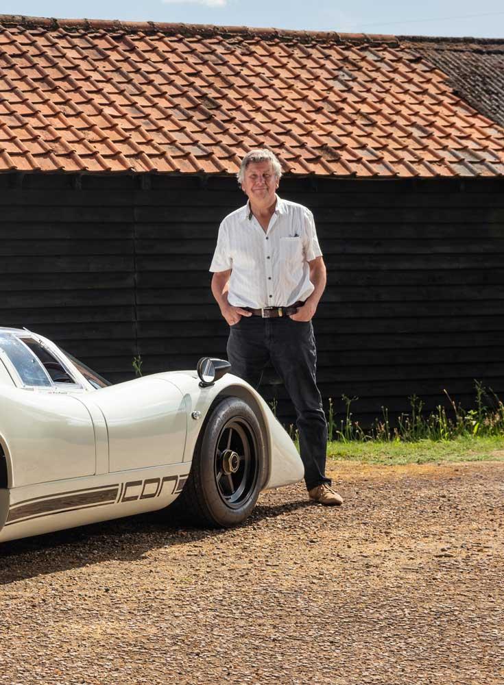 Dave Eaton stood next to his Porsche 917k Recreation
